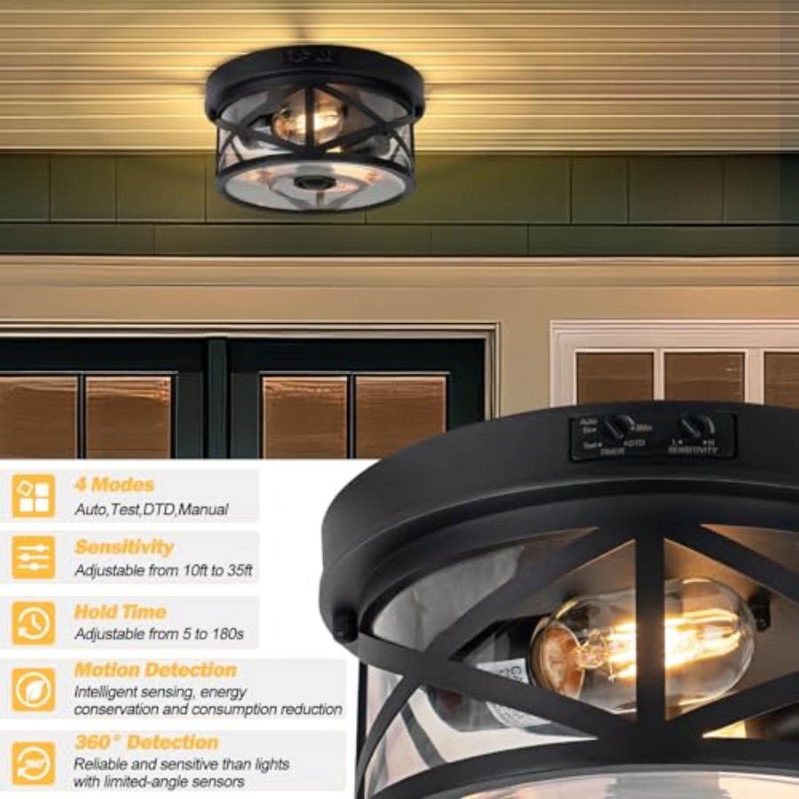 Motion Sensor Outdoor Ceiling  - Outdoor Lighting Black ulasan dan harga