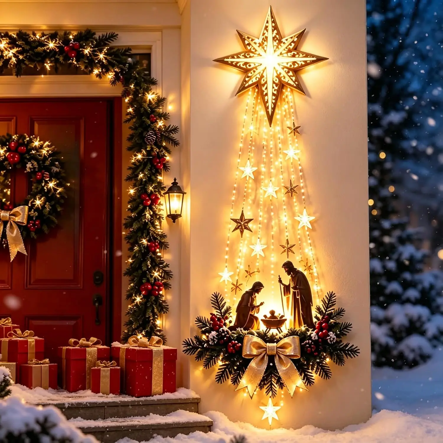 1-5PCS Glowing Xmas Door Hange - Outdoor Lighting Effects ulasan dan harga