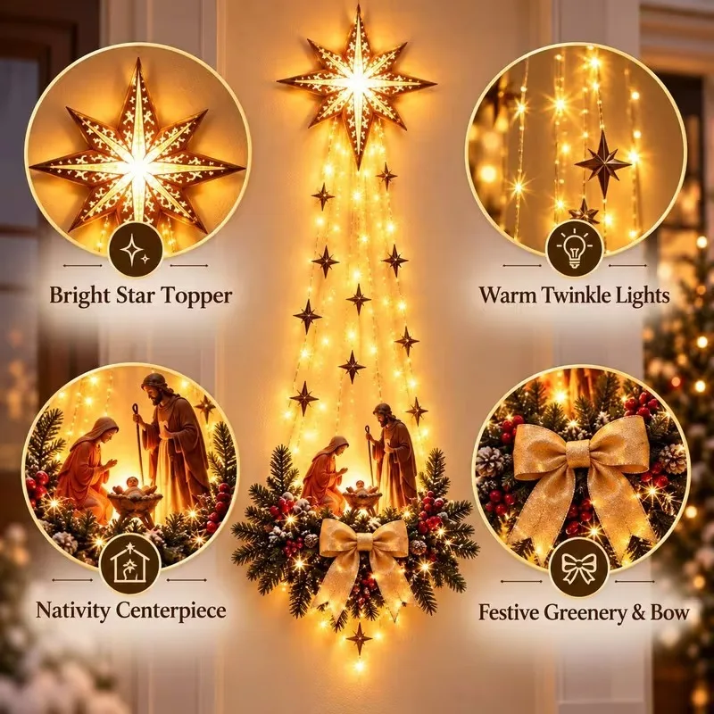 1-5PCS Glowing Xmas Door Hange - Outdoor Lighting Effects ulasan dan harga