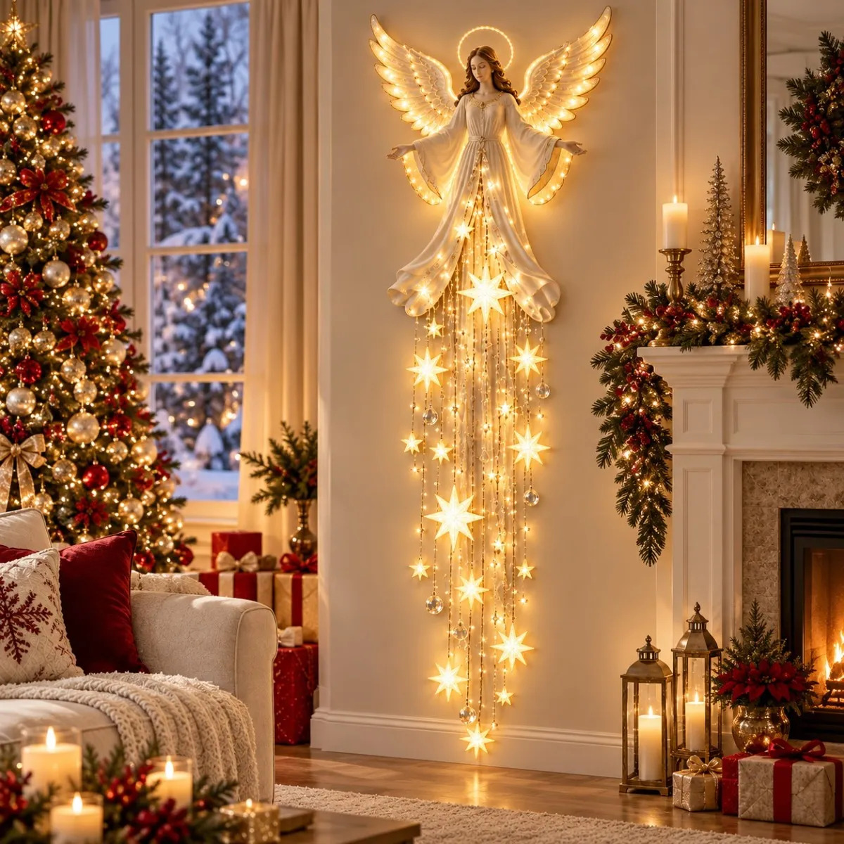 1Pc Christmas Door Hanger Glow - Outdoor Lighting Effects ulasan dan harga