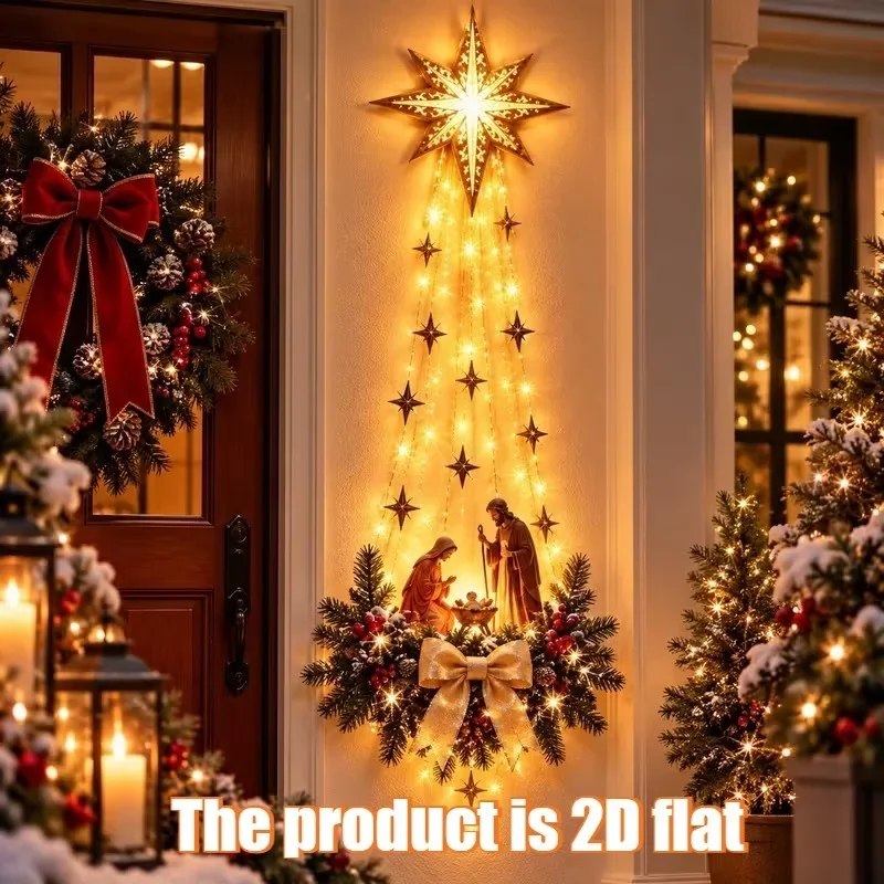 1Pc Christmas Door Hanger Glow - Outdoor Lighting Effects ulasan dan harga